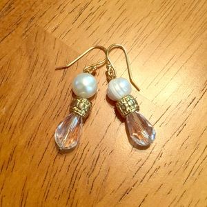 Fresh Water Pearl and Crystal Earrings